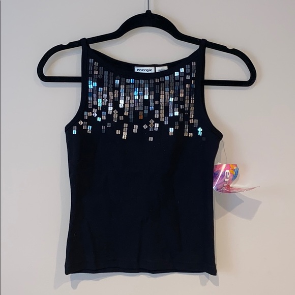 Energie Tops - NWT Energie Black Square Sequined Tank Top